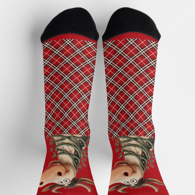 Weihnachtskuh Socken (Oben)