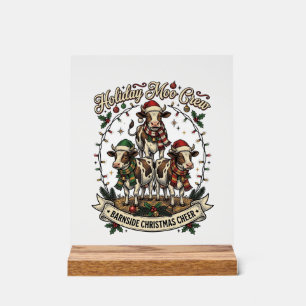 Weihnachtskuh Trio Vintage Scheune Feiertags-Shirt Acrylschild