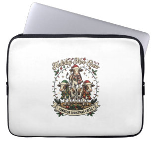 Weihnachtskuh Trio Vintage Scheune Feiertags-Shirt Laptopschutzhülle