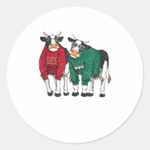 Weihnachtskuh Ugly Pajama - Sonnenmatte Runder Aufkleber