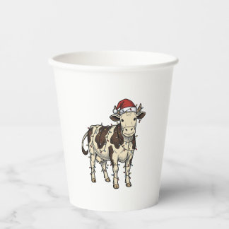 Weihnachtskuh Vintage Gravur Feiertags-Bauernhof-S Pappbecher