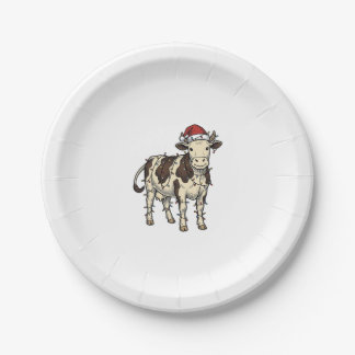 Weihnachtskuh Vintage Gravur Feiertags-Bauernhof-S Pappteller