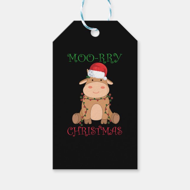 Weihnachtskuh Weihnachtsgebete Tiere Geschenkanhänger (Vorderseite)
