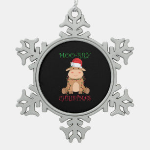 Weihnachtskuh Weihnachtsgebete Tiere Schneeflocken Zinn-Ornament