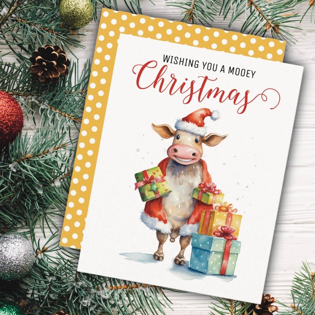 Weihnachtskuh-Wortspiel  Feiertagskarte (Von Creator hochgeladen)
