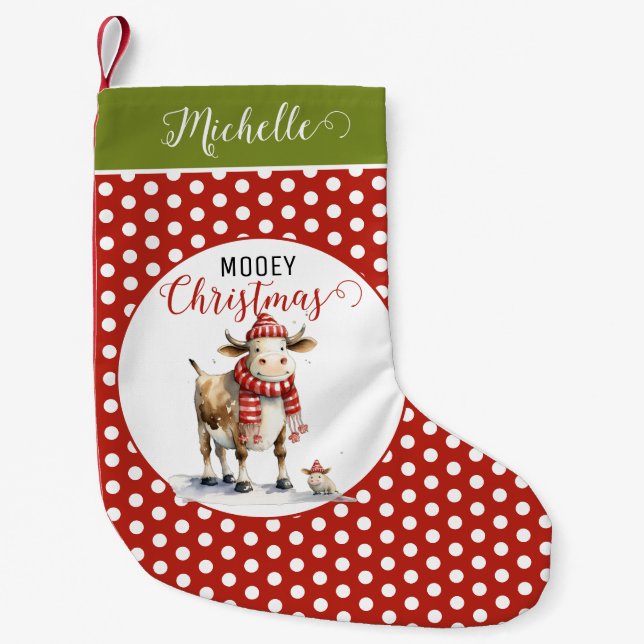 Weihnachtskuh-Wortspiel Kleiner Weihnachtsstrumpf (Vorderseite)