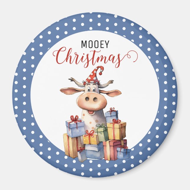 Weihnachtskuh-Wortspiel  Magnet (Vorne)