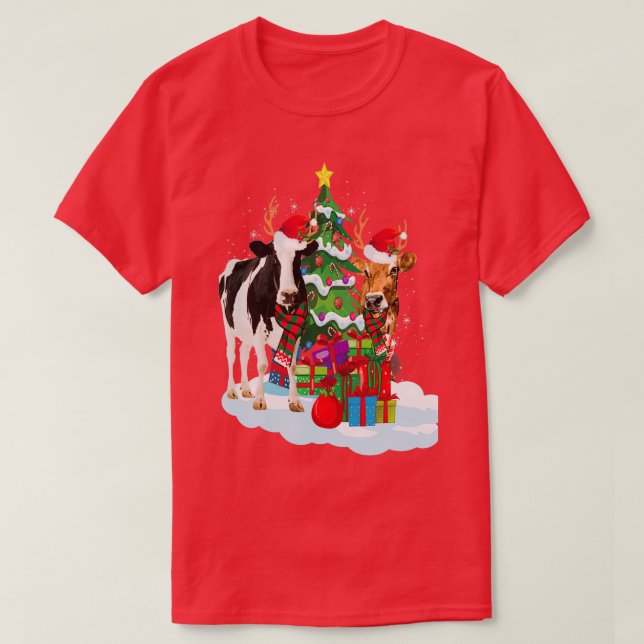 Weihnachtskuh Xmas Tree Funny T-Shirt (Design vorne)