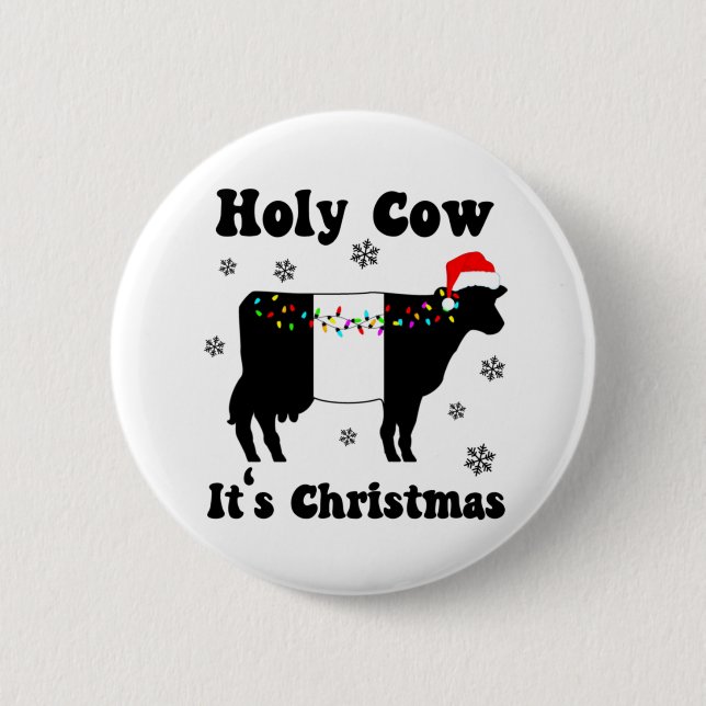 Weihnachtskühe Beliebtes Galloway Beltie Geschenk Button (Vorderseite)