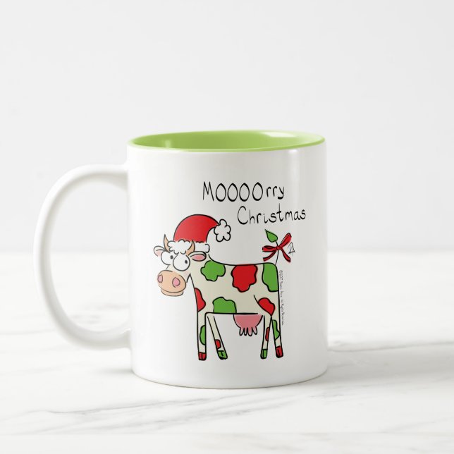 Weihnachtskühe Cartoon Kinder Zweifarbige Tasse (Links)