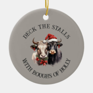 Weihnachtskühe Farmhaus Land Rustikal  Keramik Ornament