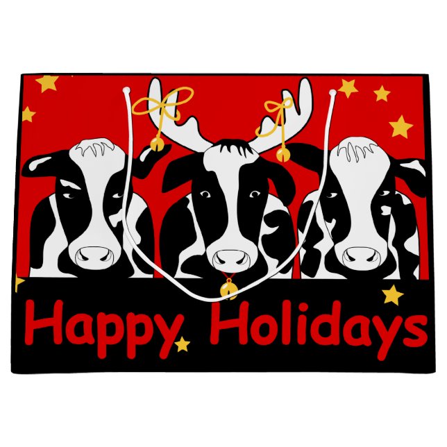 Weihnachtskühe Große Geschenktüte (Vorderseite)