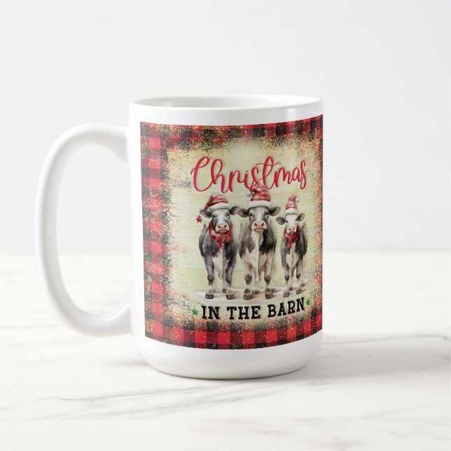 Weihnachtskühe Heifer Bauernhof Tasse, Geschenk fü Kaffeetasse (Links)