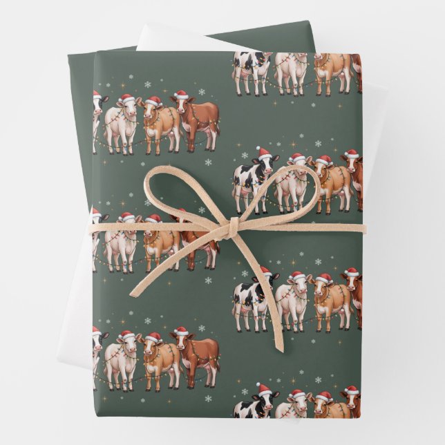 Weihnachtskühe Lover Geschenk Funny Holiday Farm Geschenkpapier Set (Beispiel)
