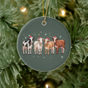 Weihnachtskühe Lover Geschenk Funny Holiday Farm Keramik Ornament