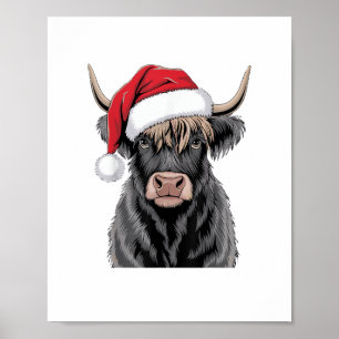 Weihnachtskühe Santa Highland Kuh Lover Fa Poster