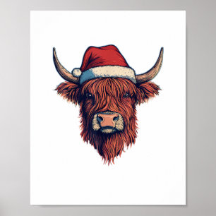 Weihnachtskühe - schottische Weihnachtsmannmütze f Poster