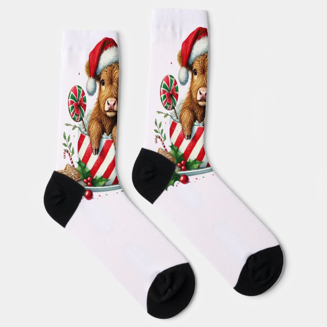Weihnachtskühe Socken (Rechts)