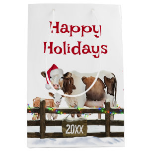 Weihnachtskühe und Kalb im Schnee Mittlere Geschenktüte