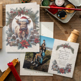 Weihnachtskühe Vintage Kranken Familie Foto Dankeskarte