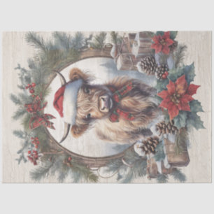 Weihnachtskühe Vintager Kranz-Dekoupage Seidenpapier