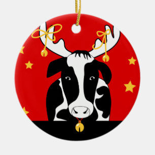 Weihnachtskuhschmuck Keramikornament