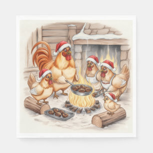 Weihnachtsküken, die Kastanien rösten, Servietten