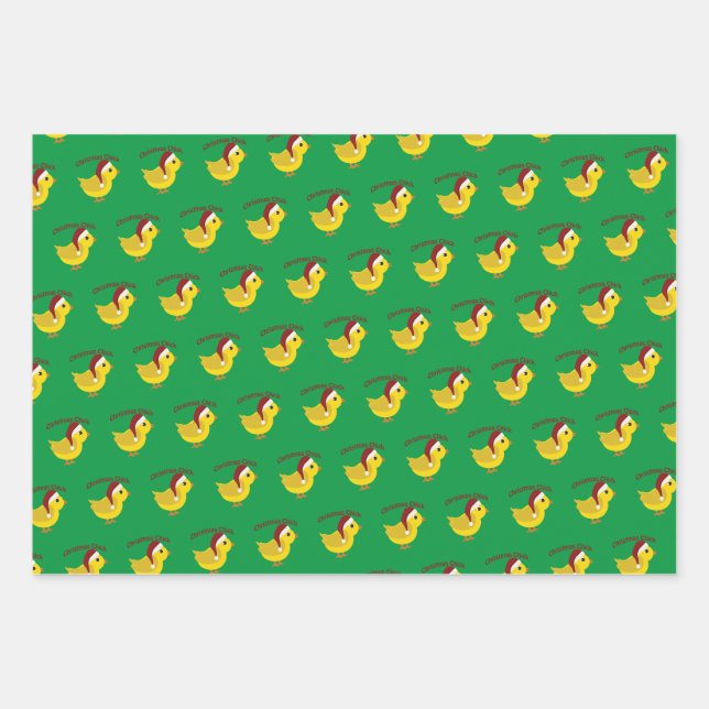 Weihnachtsküken Geschenkpapier Set (Vorderseite)
