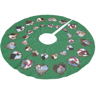 Weihnachtsküken in Herzkränzen Punkten Polyester Weihnachtsbaumdecke