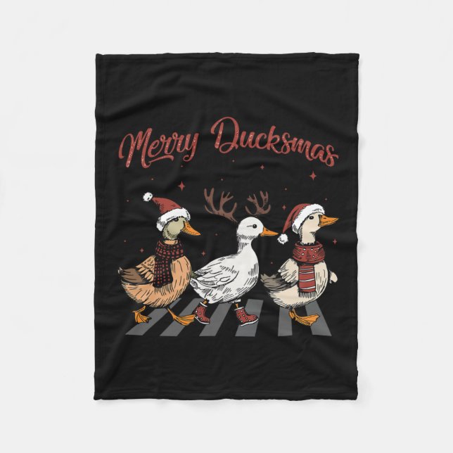 Weihnachtsküken Merry Ducksmas Funny Animals Holid Fleecedecke (Vorderseite)