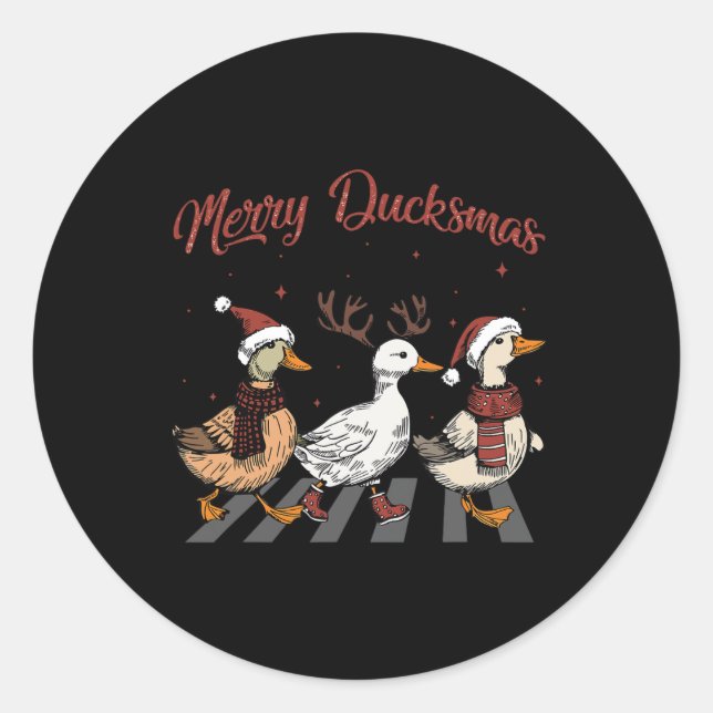 Weihnachtsküken Merry Ducksmas Funny Animals Holid Runder Aufkleber (Vorderseite)