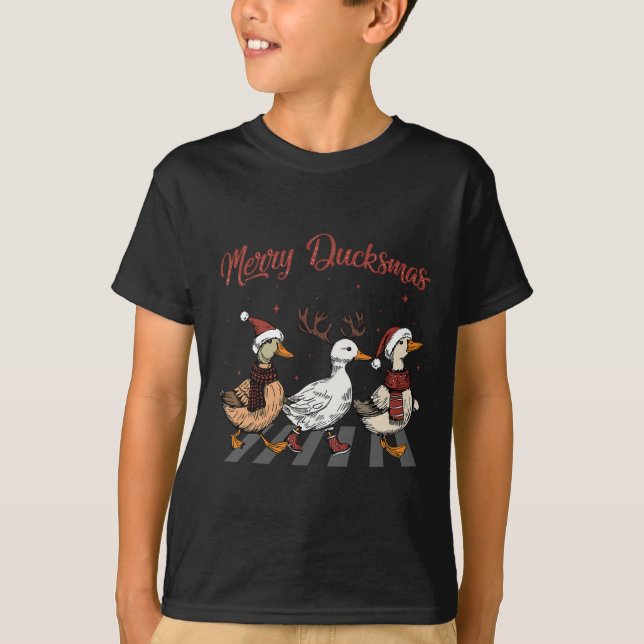 Weihnachtsküken Merry Ducksmas Funny Animals Holid T-Shirt (Vorderseite)