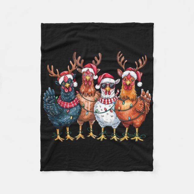 Weihnachtsküken Rentierhof Tiere Xmas Lichter Fleecedecke (Vorderseite)