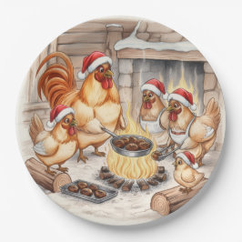 Weihnachtsküken rösten Kastanien, Teller