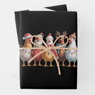 Weihnachtsküken Xmas Hühner Geschenk Bauernhofer  Geschenkpapier Set
