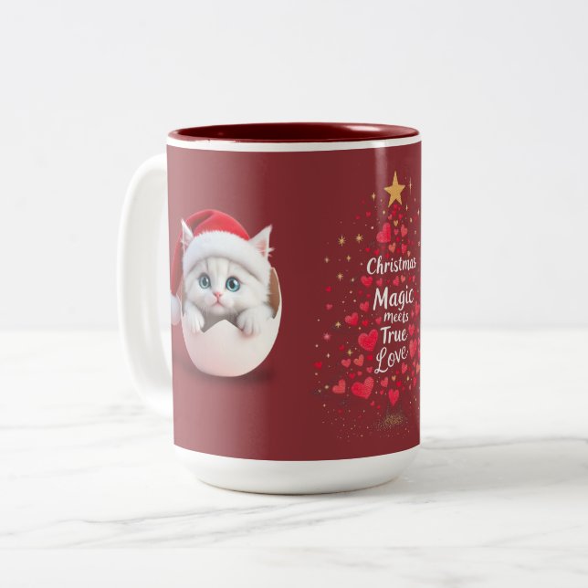 Weihnachtsküken Zweifarbige Tasse (Vorderseite Links)