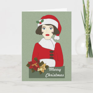 Weihnachtskunst-Deko-Mädchen Feiertagskarte