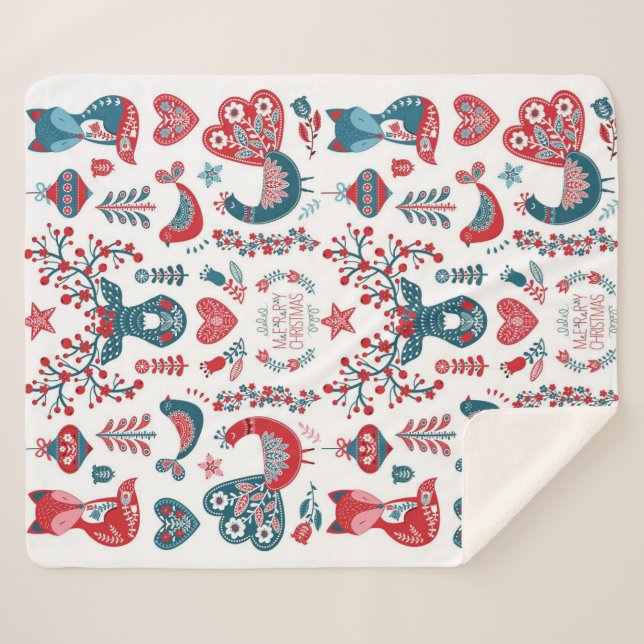 Weihnachtskunst der roten Marine Sherpadecke (Vorderseite (Horizontal))