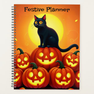 Weihnachtskunst mit Katze und Vollmond Planer
