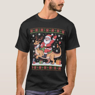 Weihnachtskunst mit Santa auf Dinosaurier T-Shirt