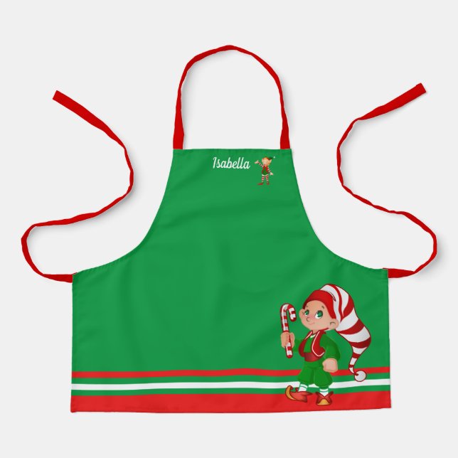 Weihnachtskunst oder Backenkind's Name Schürze (Vorderseite)
