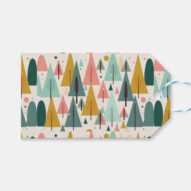 Weihnachtskunst Pflanze Ein kleiner Weihnachtsbaum Geschenkanhänger (Vorderseite (Horizontal))