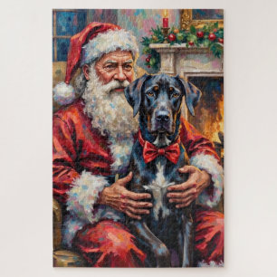 Weihnachtskunst: Santa Claus mit Great Dane Puzzle