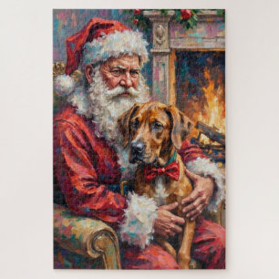 Weihnachtskunst: Santa Claus mit Great Dane Puzzle