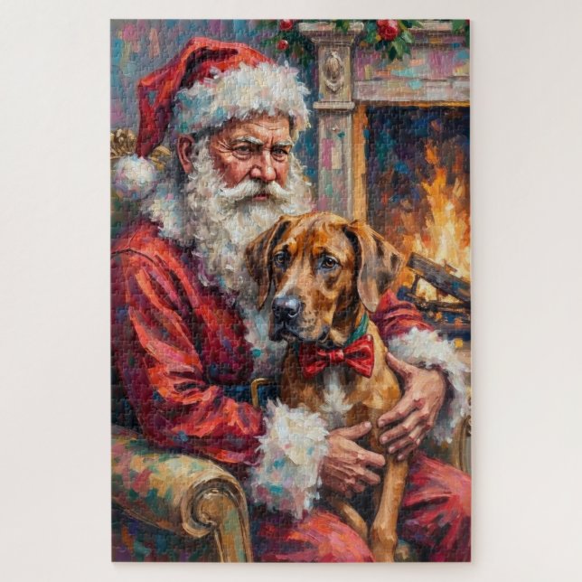 Weihnachtskunst: Santa Claus mit Great Dane Puzzle (Vertikal)