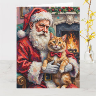 Weihnachtskunst: Santa Claus mit Perserkatze Karte