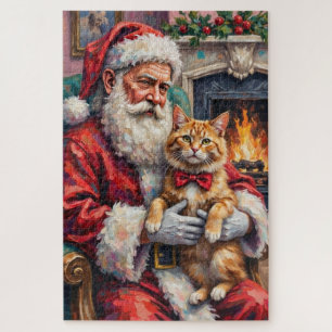 Weihnachtskunst: Santa Claus mit Perserkatze Puzzle