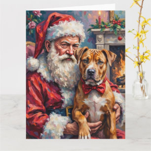 Weihnachtskunst: Santa Claus mit Pitbull Karte