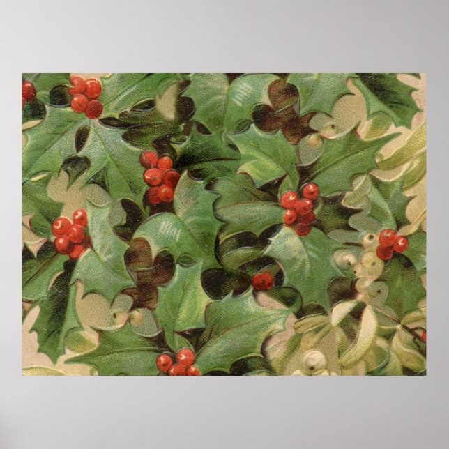 Weihnachtskunstdruck Vintages Design Blumenmuster Poster (Vorne)