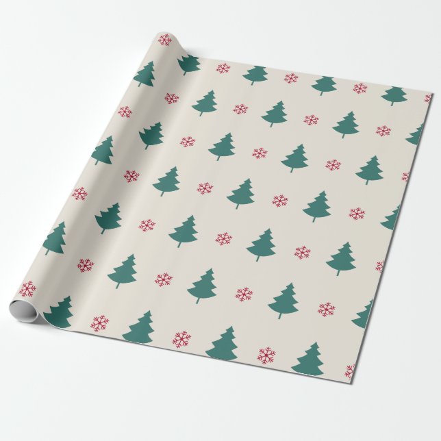 Weihnachtskunstmuster Ein kleiner Weihnachtsbaum Geschenkpapier (Ungerollt)